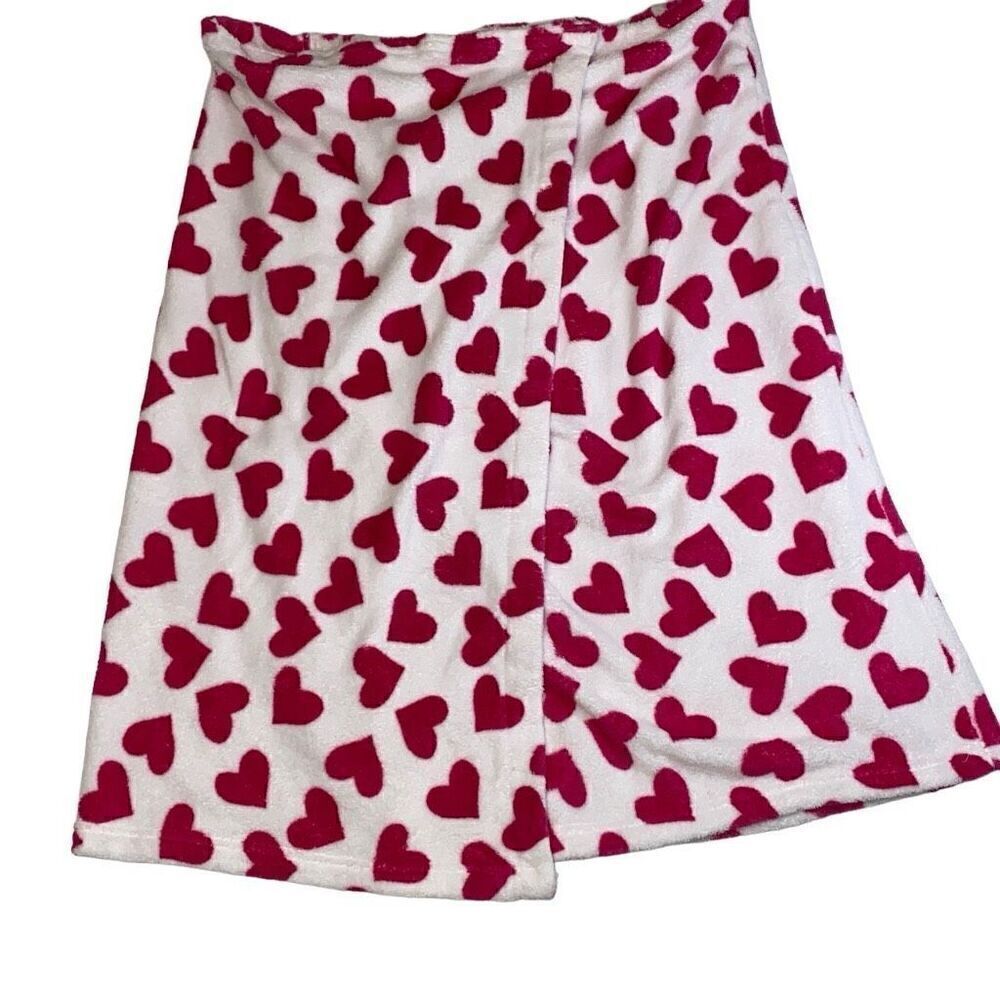 Towel Wrap White with Pink Hearts Hook and Loop Elastic Size 3X